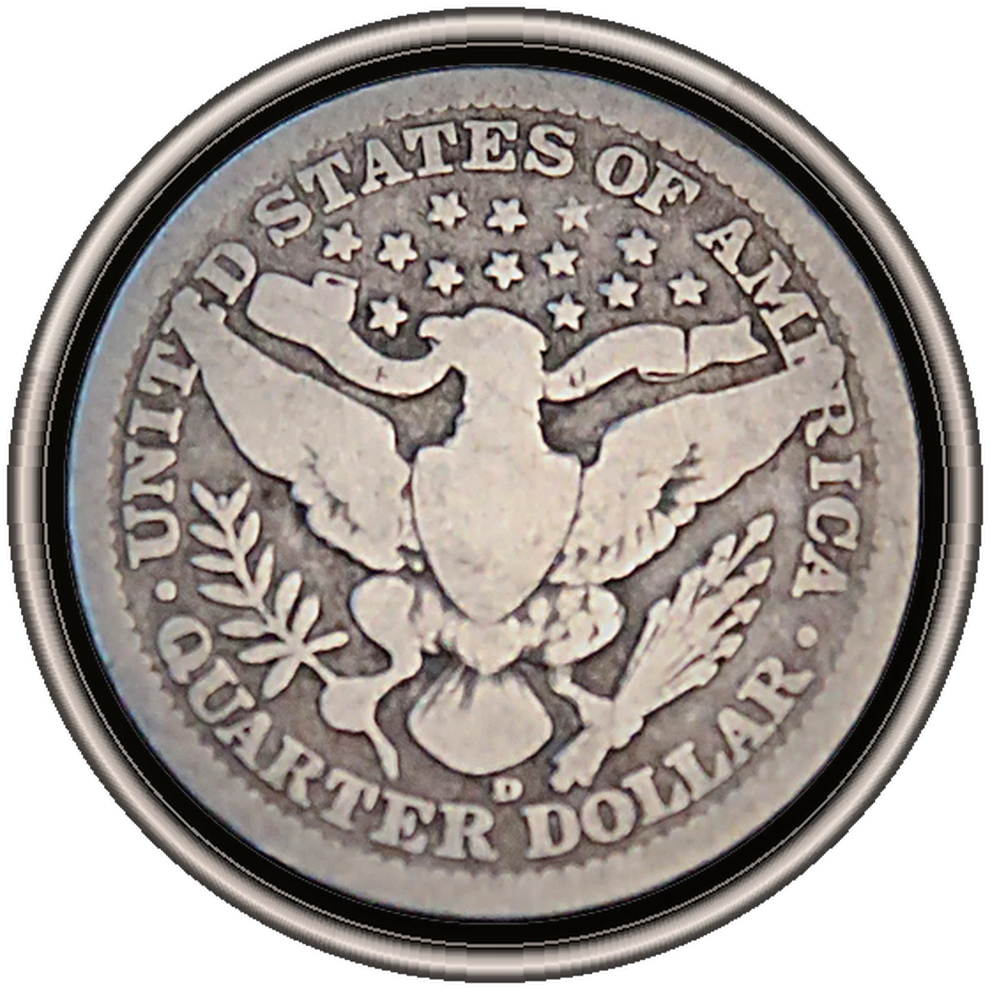 1916-D Barber Quarter (reverse)
