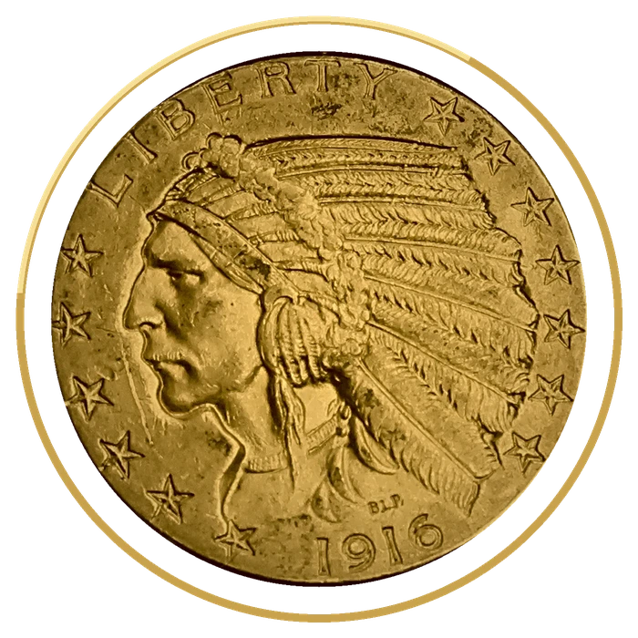 1916-S $5 Indian Head gold half eagle